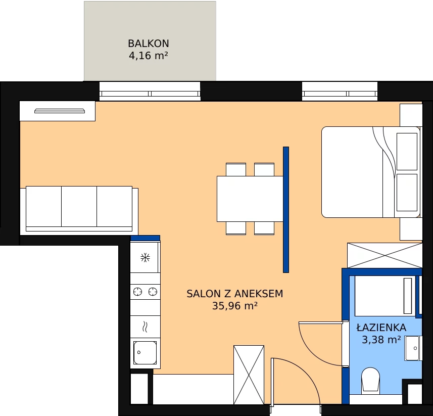 Zalety mieszkania 40.68 m², L416