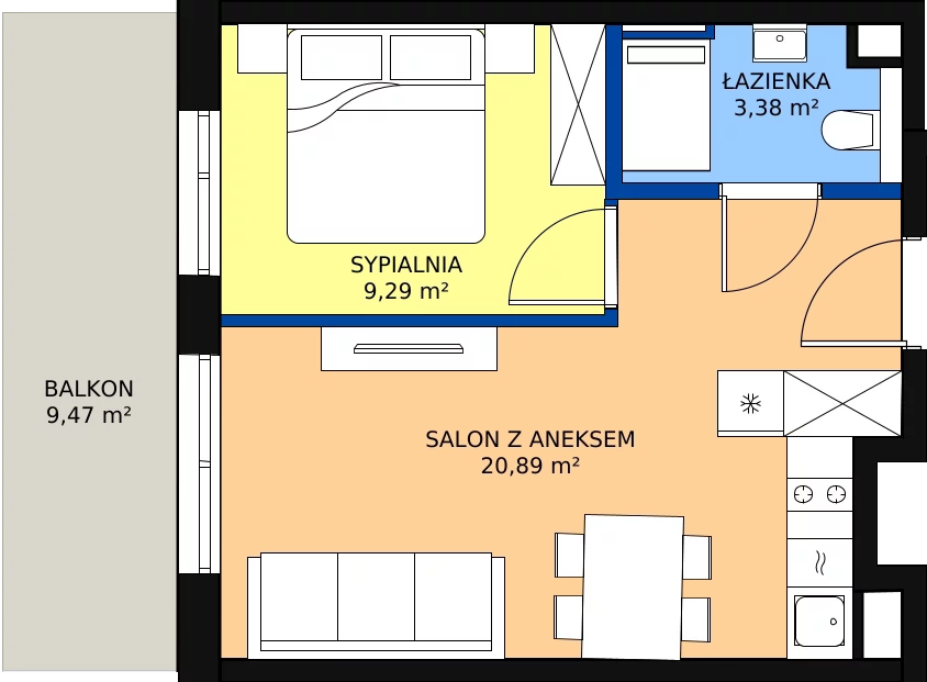 Zalety mieszkania 35.05 m², L515