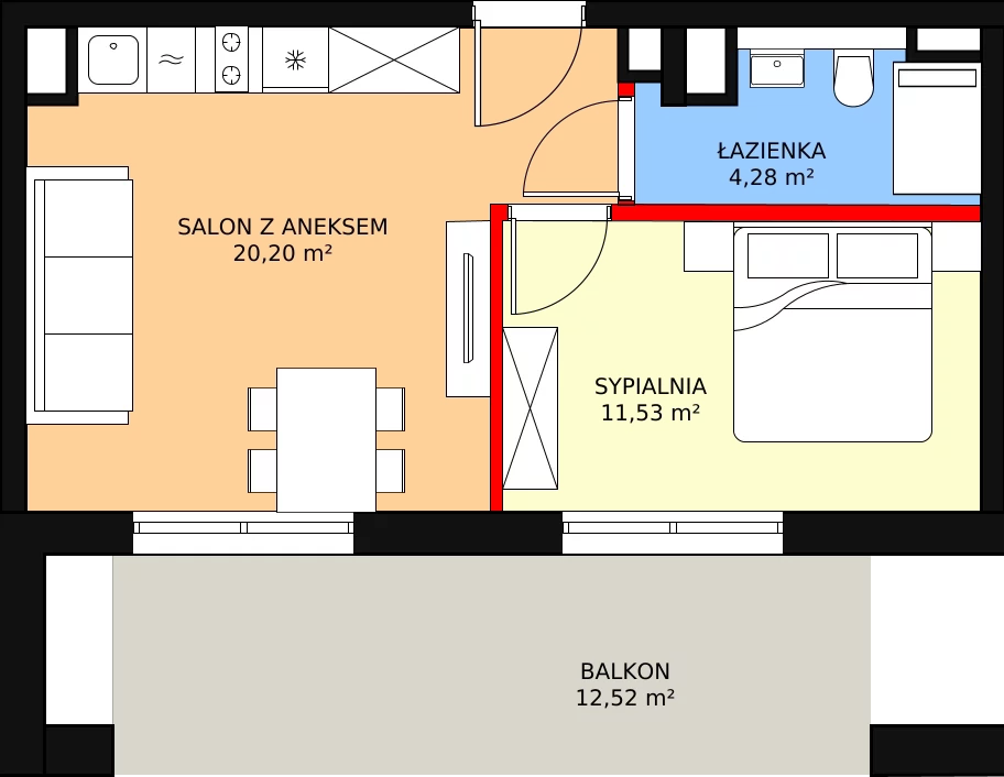 Zalety apartamentu 37.57 m², L603