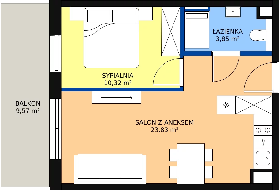 Zalety mieszkania 39.59 m², L607
