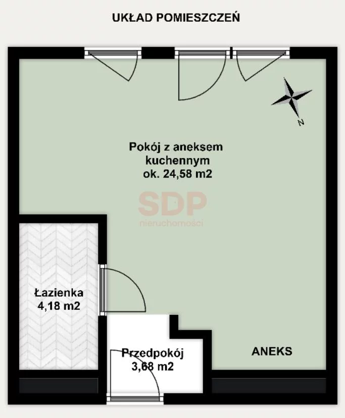 Mieszkanie na sprzedaż, 32,40 m², 1 pokój, 3 piętro, oferta nr 36485