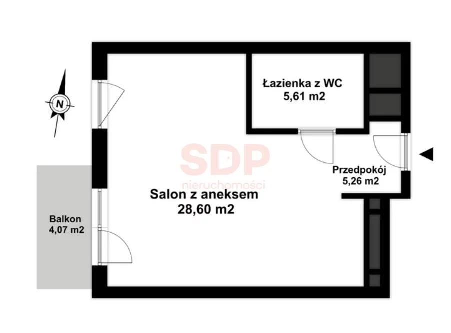 Mieszkanie na sprzedaż, 39,44 m², 1 pokój, 1 piętro, oferta nr 38976