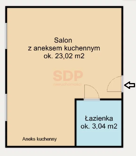 Mieszkanie na sprzedaż, 26,06 m², 1 pokój, 1 piętro, oferta nr 36850