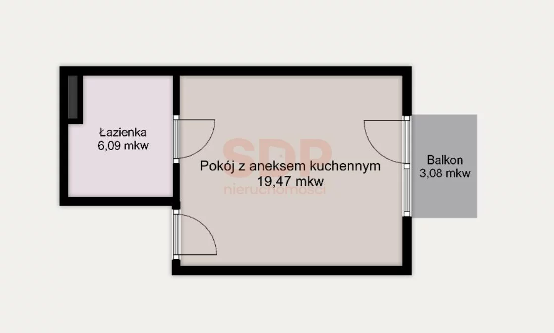 Mieszkanie na sprzedaż, 25,56 m², 1 pokój, 3 piętro, oferta nr 36753