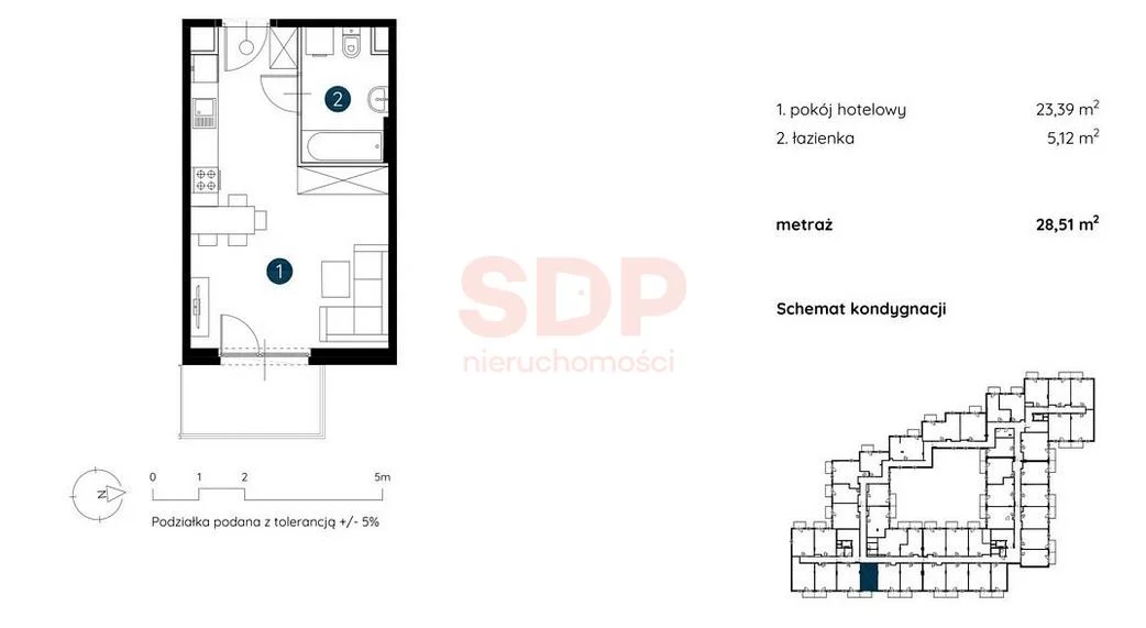 Mieszkanie na sprzedaż, 28,51 m², 1 pokój, 4 piętro, oferta nr 37322