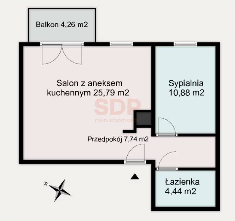 Mieszkanie na sprzedaż, 48,85 m², 2 pokoje, 7 piętro, oferta nr 36088