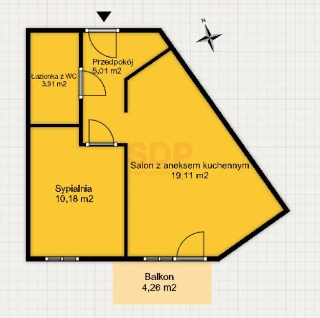 Mieszkanie na sprzedaż, 38,21 m², 2 pokoje, 5 piętro, oferta nr 36944