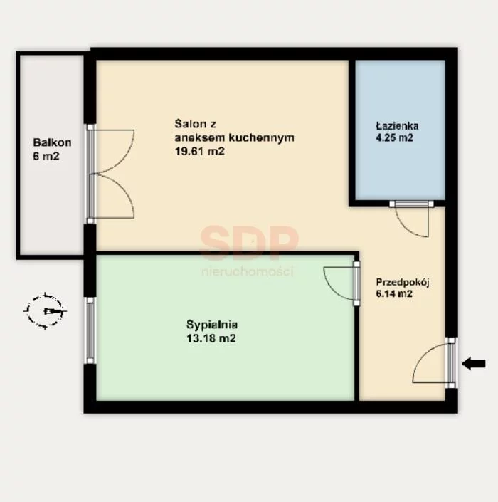 Apartament na sprzedaż, 43,18 m², 2 pokoje, piętro 6, oferta nr 37494