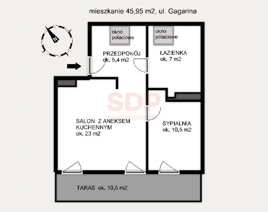 Mieszkanie na sprzedaż, 45,95 m², 2 pokoje, 3 piętro, oferta nr 36804