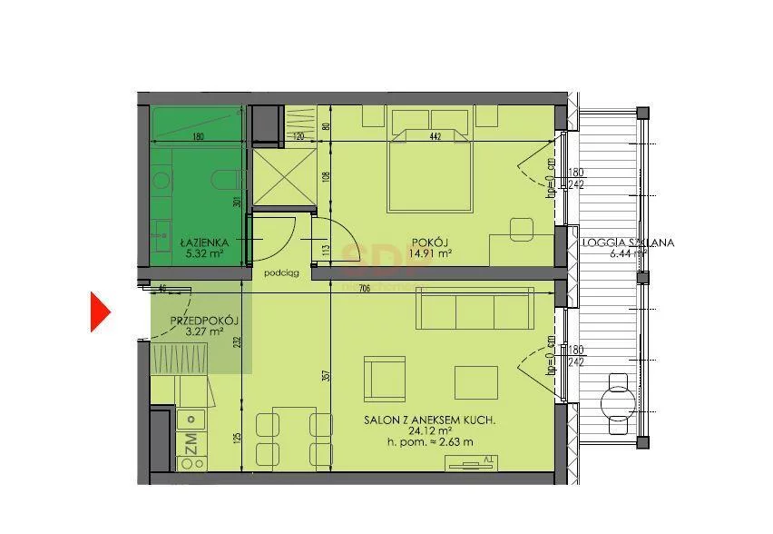 2 pokoje, apartament 47,62 m², piętro 5, oferta nr , 35383, Wrocław, Fabryczna, Grabiszyńska