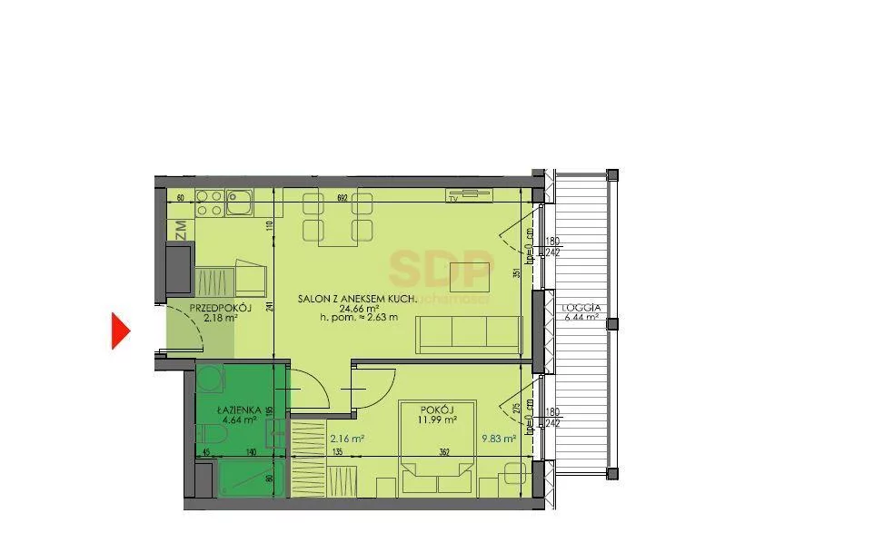 2 pokoje, apartament 43,47 m², piętro 6, oferta nr , 35385, Wrocław, Fabryczna, Grabiszyńska