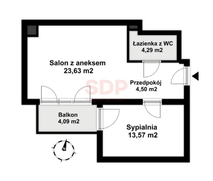 Mieszkanie na sprzedaż, 45,99 m², 2 pokoje, 4 piętro, oferta nr 38994