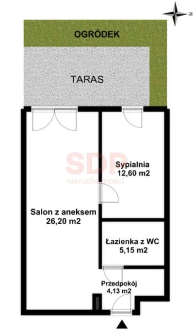 Apartament na sprzedaż, 48,02 m², 2 pokoje, parter, oferta nr 37255