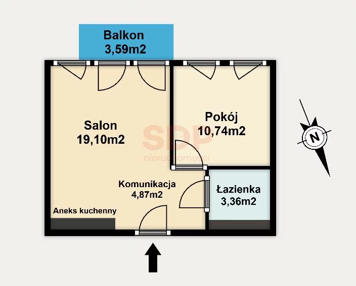 Mieszkanie dwupokojowe 38,35 m², Wrocław, Krzyki-Partynice, Krzyki, Karkonoska, Sprzedaż