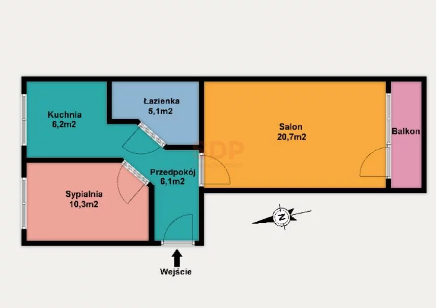 2 pokoje, mieszkanie 48,65 m², piętro 2, oferta nr , 39602, Łódź, Widzew, Widzew, Kasprowy Wierch