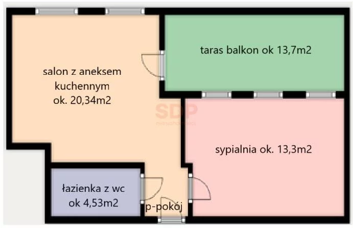 2 pokoje, apartament 40,74 m², piętro 2, oferta nr , 42851, Wrocław, Krzyki-Partynice, Krzyki, Kazachstańska