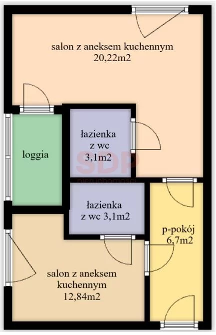 Mieszkanie na sprzedaż, 45,95 m², 2 pokoje, 3 piętro, oferta nr 36914