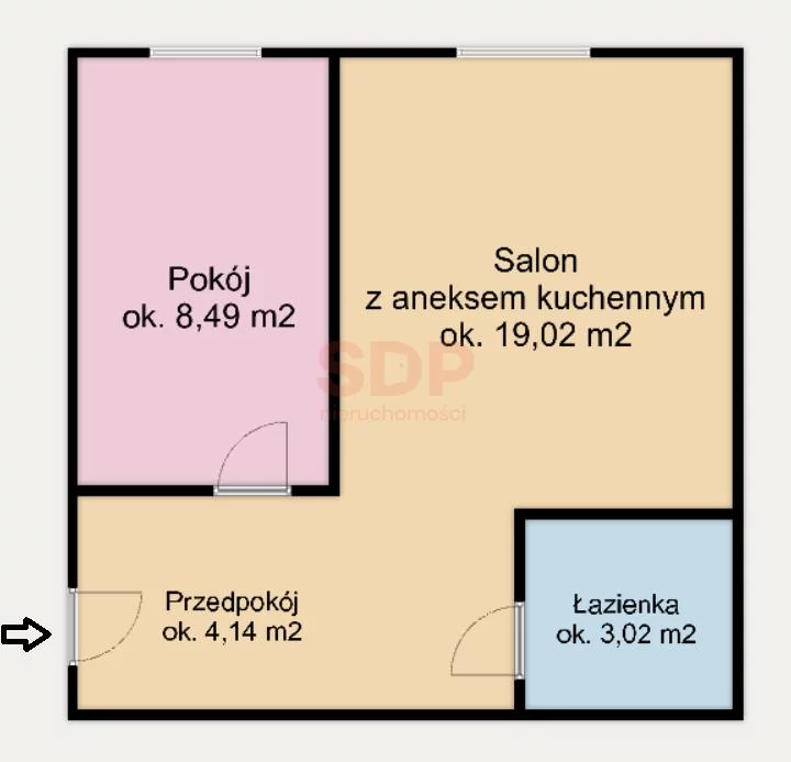 Apartament na sprzedaż, 34,67 m², 2 pokoje, piętro 3, oferta nr 36865