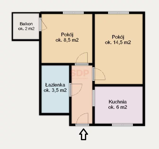 2 pokoje, mieszkanie 38,90 m², piętro 4, oferta nr , 38203, Wrocław, Krzyki-Partynice, Krzyki, Kościuszki