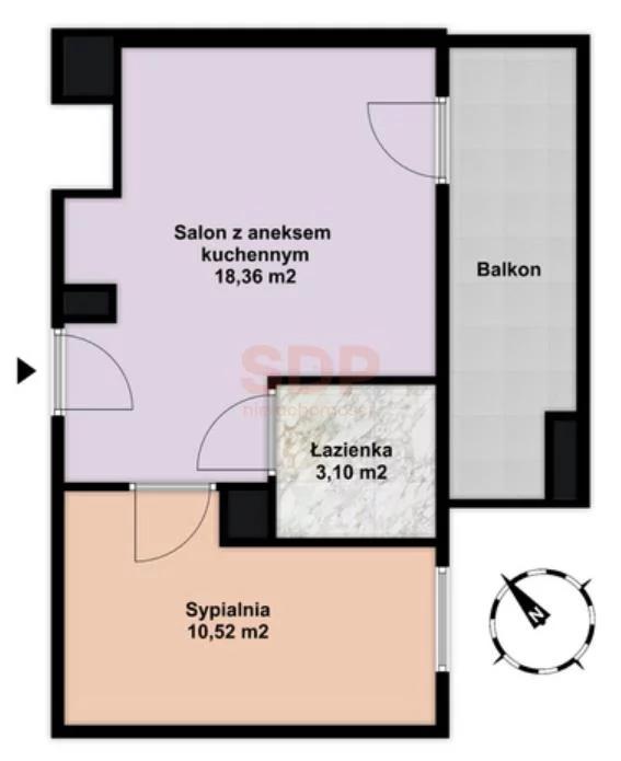 Mieszkanie dwupokojowe 31,98 m², Wrocław, Biskupin-Sępolno-Dąbie-Bartoszowice, Śródmieście, Mieszczańska, Sprzedaż