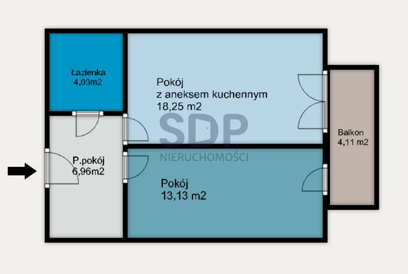 Mieszkanie dwupokojowe 42,38 m², Wrocław, Krzyki-Partynice, Krzyki, Nefrytowa, Sprzedaż