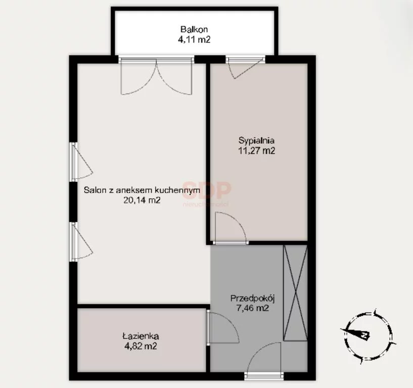 2 pokoje, apartament 43,69 m², piętro 1, oferta nr , 42224, Wrocław, Krzyki-Partynice, Krzyki, Nefrytowa