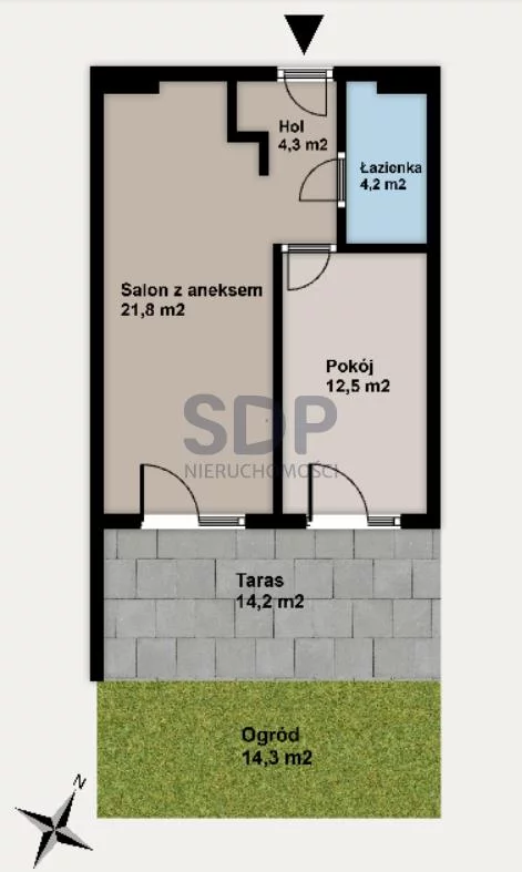 Mieszkanie dwupokojowe 42,80 m², Wrocław, Krzyki-Partynice, Krzyki, Opolska, Sprzedaż