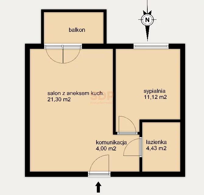 2 pokoje, mieszkanie 40,75 m², piętro 1, oferta nr , 42335, Wrocław, Krzyki-Partynice, Krzyki, Orawska