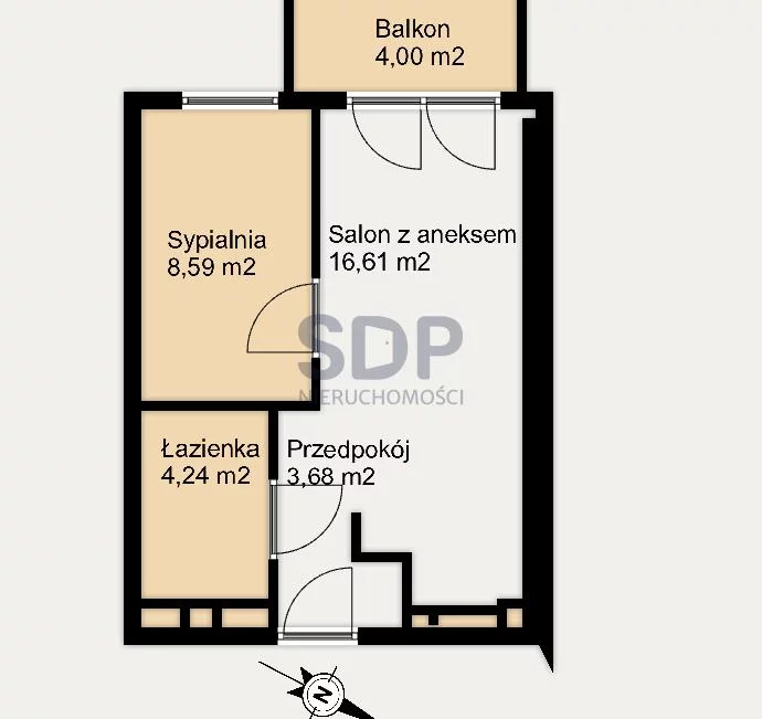 Mieszkanie dwupokojowe 33,10 m², Wrocław, Krzyki-Partynice, Krzyki, Przyjaźni, Sprzedaż