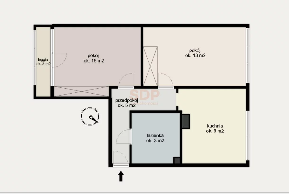 2 pokoje, mieszkanie 49,38 m², piętro 3, oferta nr , 42822, Wrocław, Fabryczna, Spiżowa