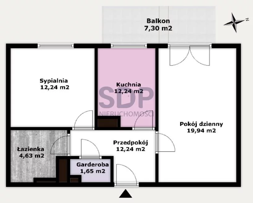 Mieszkanie na sprzedaż, 53,55 m², 2 pokoje, 3 piętro, oferta nr 34634