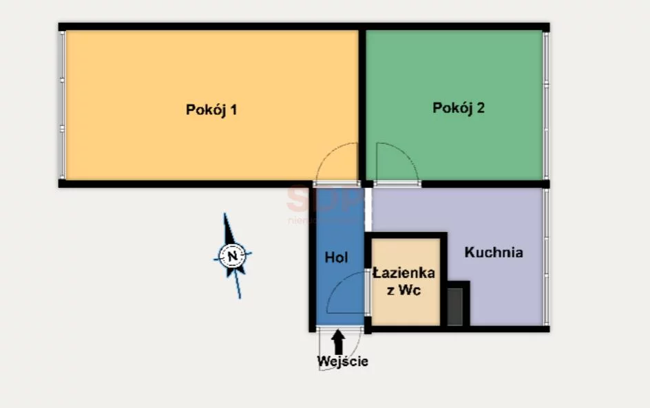 2 pokoje, mieszkanie 42,55 m², piętro 1, oferta nr , 42349, Łódź, Wielkopolska