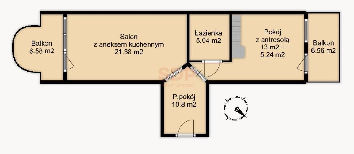 2 pokoje, mieszkanie 55,48 m², piętro 3, oferta nr , 42865, Wrocław, Fabryczna