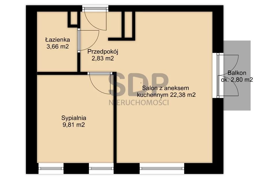 Mieszkanie na sprzedaż, 38,68 m², 2 pokoje, 2 piętro, oferta nr 30341