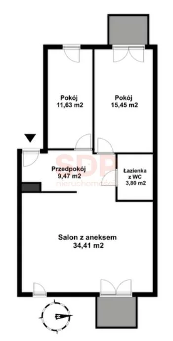 Mieszkanie na sprzedaż, 74,69 m², 3 pokoje, 2 piętro, oferta nr 37267