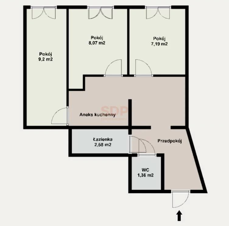 3 pokoje, mieszkanie 46,38 m², parter, oferta nr , 39950, Wrocław, Stare Miasto, gen. Karola Kniaziewicza