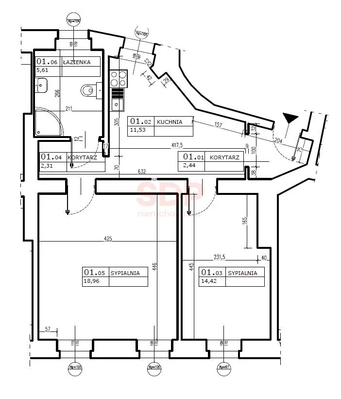 3 pokoje, mieszkanie 52,27 m², piętro 2, oferta nr , 38346, Wrocław, Biskupin-Sępolno-Dąbie-Bartoszowice, Śródmieście, Kaszubska