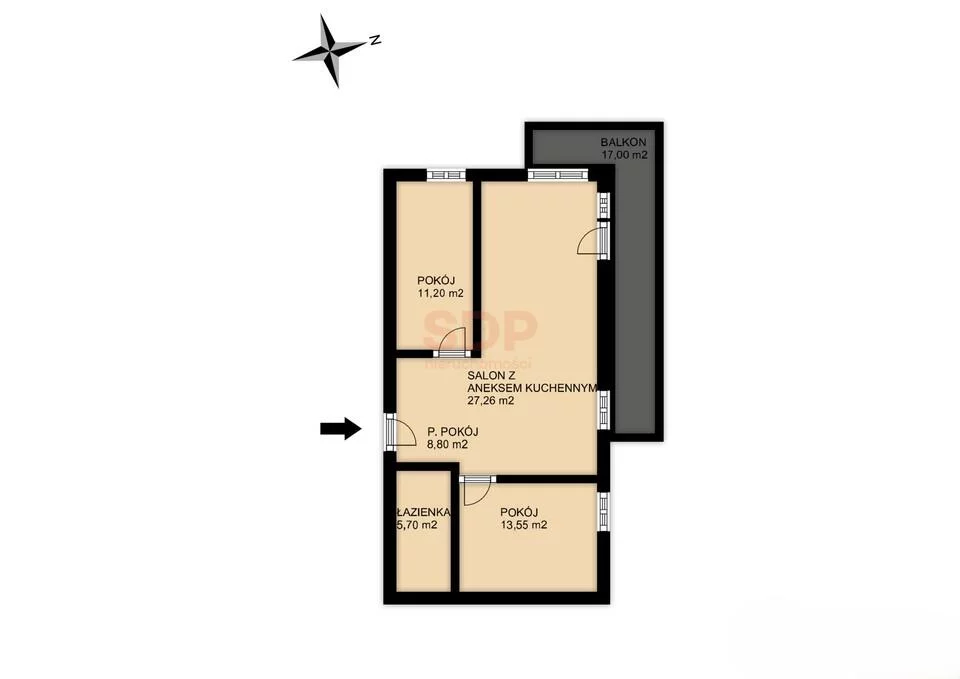 3 pokoje, mieszkanie 66,51 m², piętro 2, oferta nr , 42347, Wrocław, Krzyki-Partynice, Krzyki, Kłodzka