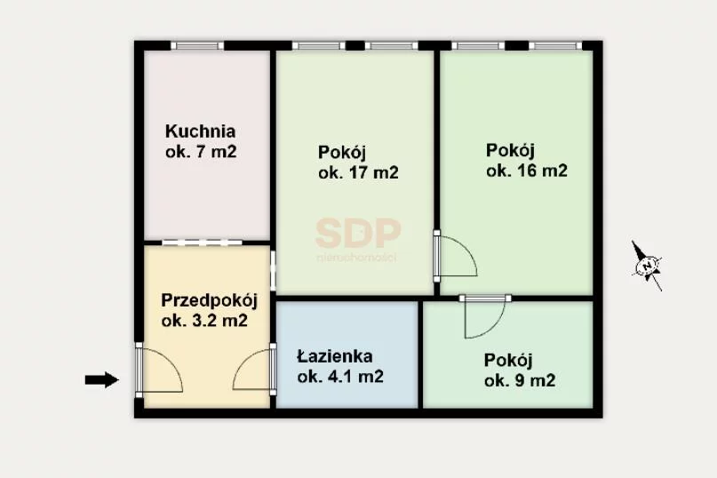 3 pokoje, mieszkanie 56,30 m², piętro 1, oferta nr , 42414, Wrocław, Krzyki-Partynice, Krzyki, Kościuszki