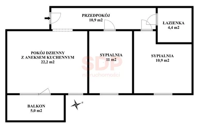 Mieszkanie na sprzedaż, 58,99 m², 3 pokoje, 2 piętro, oferta nr 37807