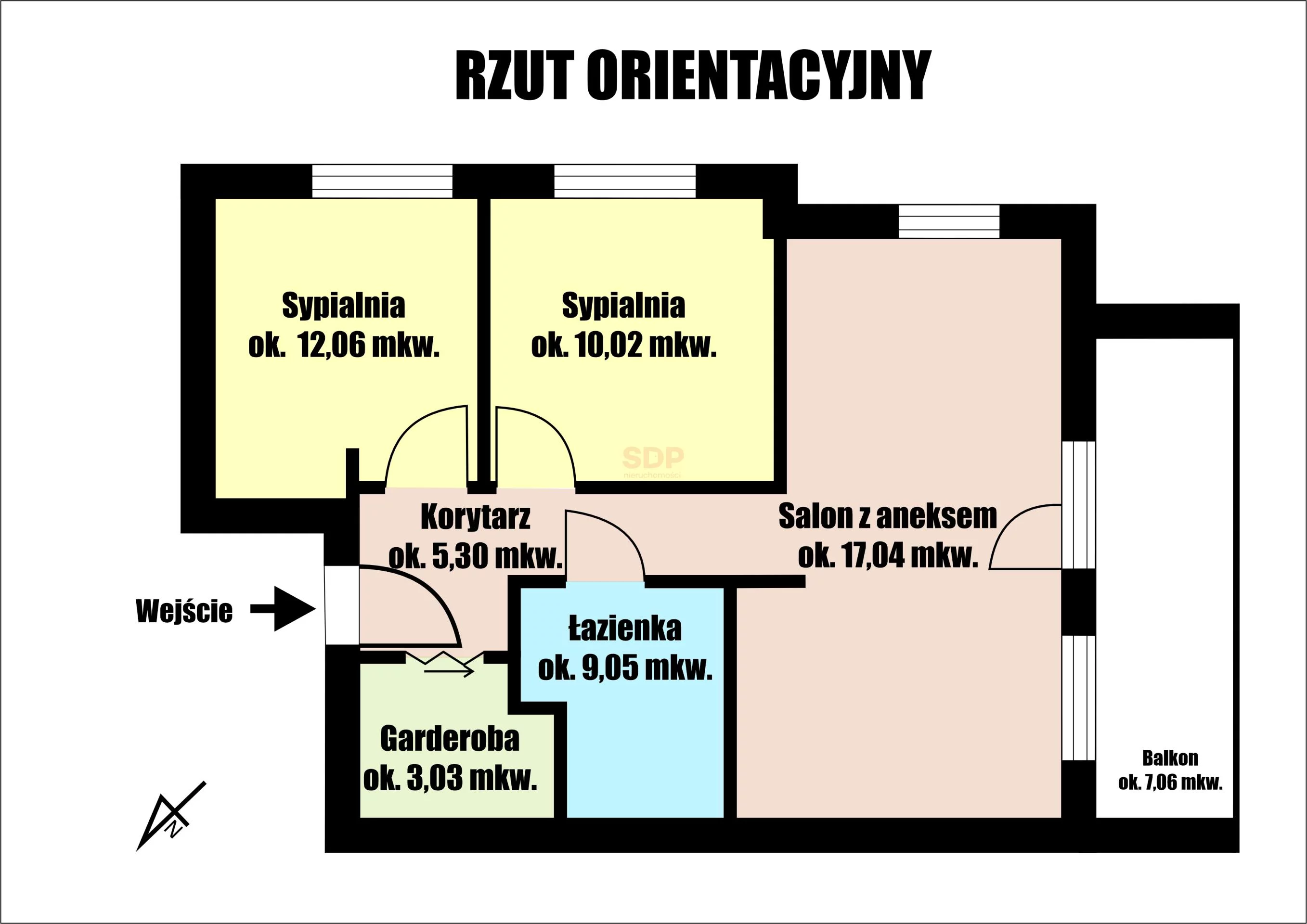 3 pokoje, mieszkanie 56,24 m², piętro 1, oferta nr , 42174, Siechnice, Mieszczańska