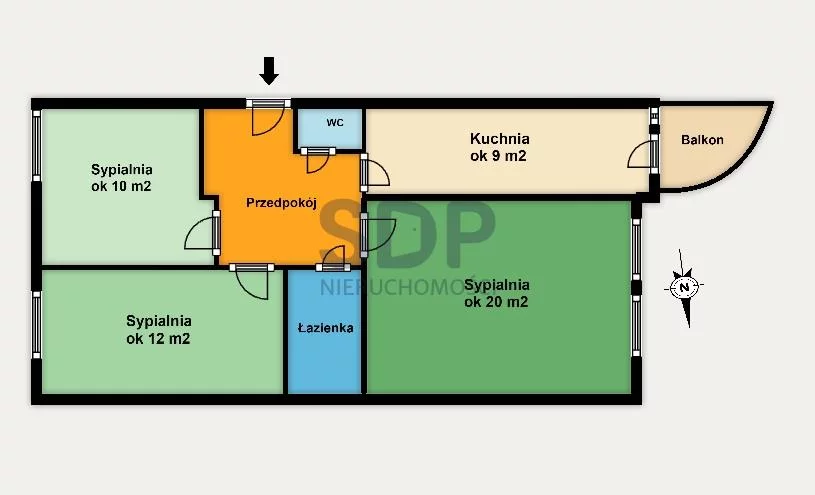 Mieszkanie trzypokojowe 64,30 m², Wrocław, Krzyki-Partynice, Krzyki, Piękna, Sprzedaż