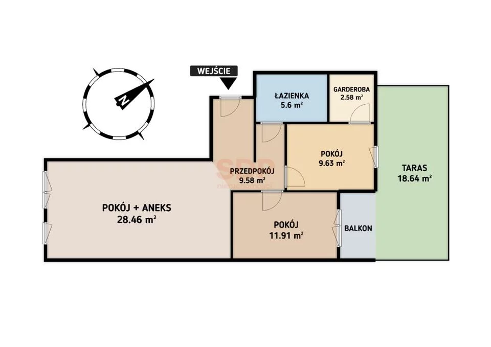 3 pokoje, mieszkanie 67,76 m², piętro 1, oferta nr , 42845, Wrocław, Stare Miasto, Powstańców Śląskich