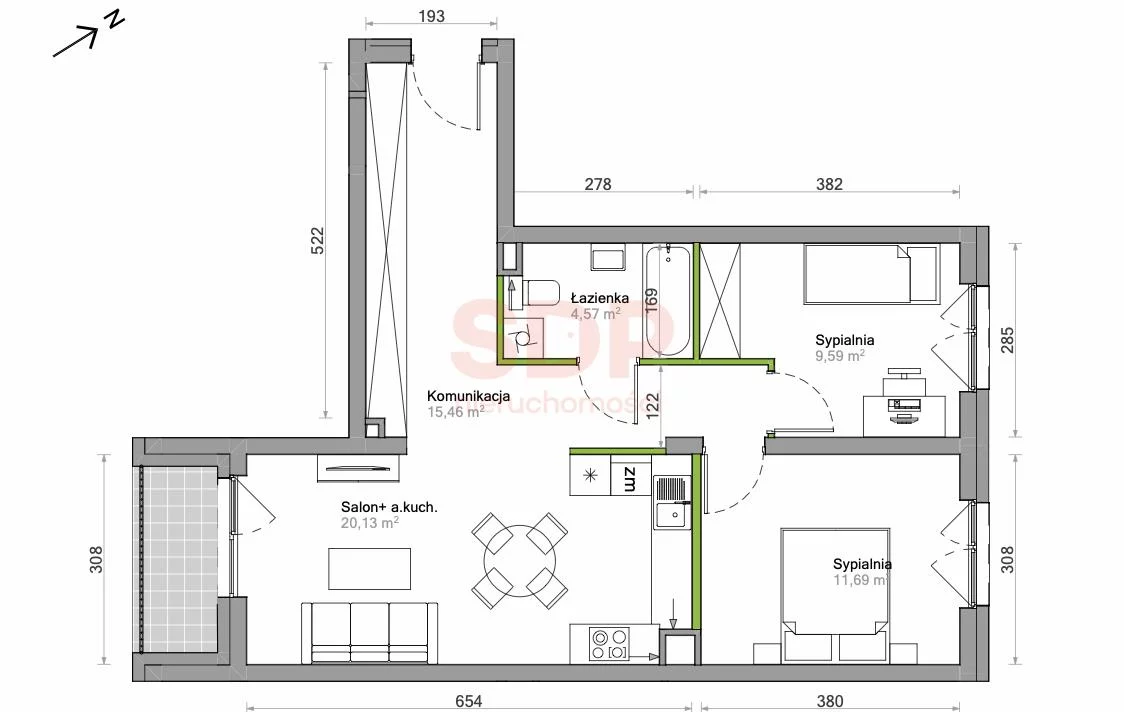 Apartament na sprzedaż, 61,44 m², 3 pokoje, piętro 3, oferta nr 38005