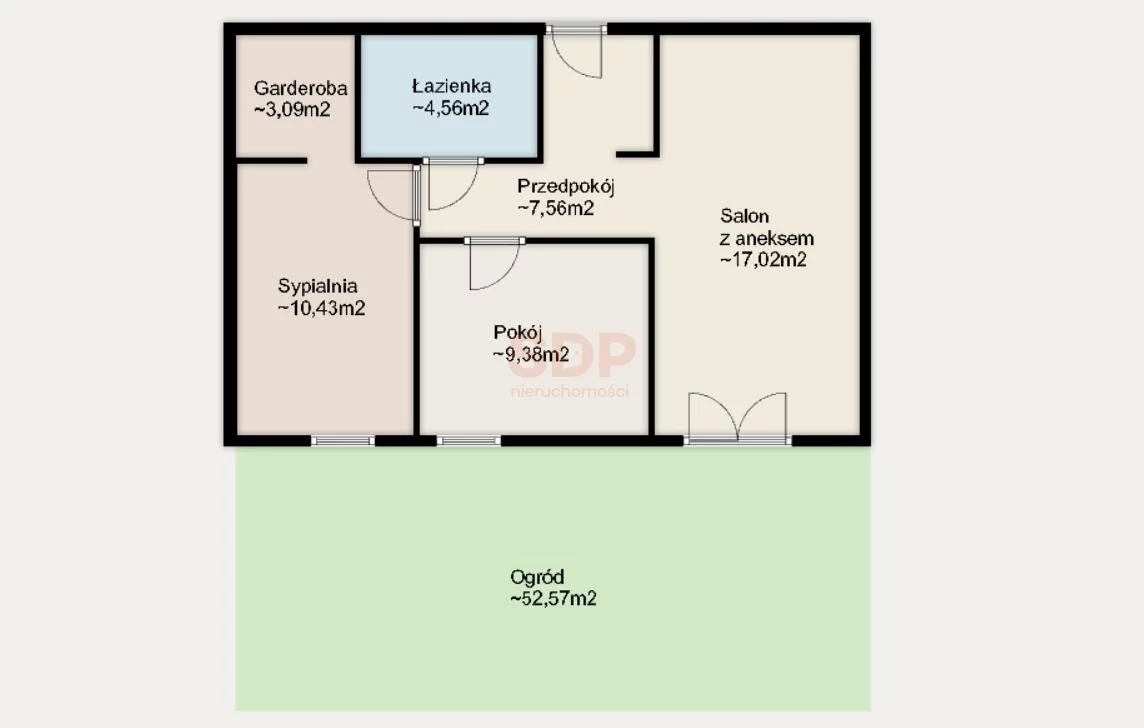 3 pokoje, mieszkanie 52,04 m², parter, oferta nr , 42226, Siechnice, Świętego Krzyża