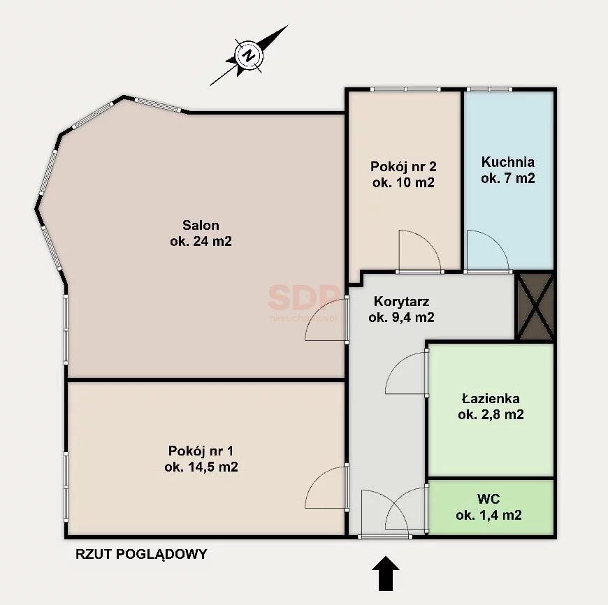 3 pokoje, mieszkanie 69,10 m², piętro 1, oferta nr , 42846, Wrocław, Krzyki-Partynice, Krzyki, Wiosenna