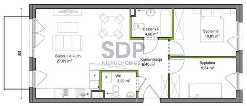 Mieszkanie trzypokojowe 61,78 m², Wrocław, Krzyki-Partynice, Krzyki, Sprzedaż