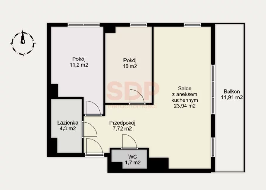 Apartament na sprzedaż, 58,86 m², 3 pokoje, piętro 7, oferta nr 38533