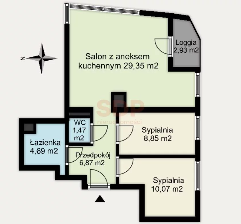 Mieszkanie na sprzedaż, 61,25 m², 3 pokoje, 7 piętro, oferta nr 37675