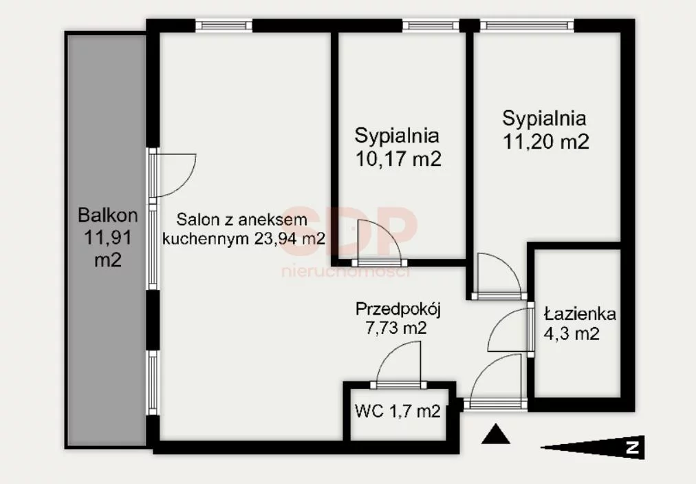 Mieszkanie na sprzedaż, 59,04 m², 3 pokoje, 6 piętro, oferta nr 37680